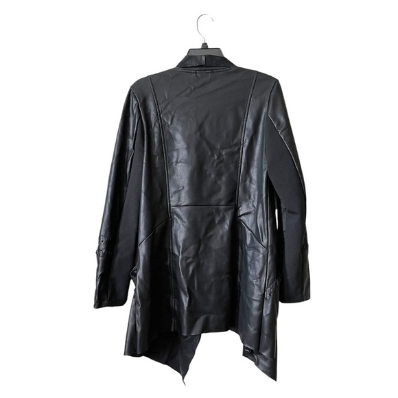 VICI Black Faux Leather Jacket Women's Size M Asymmetrical Zip Draped Coat NWT - Picture 3 of 7